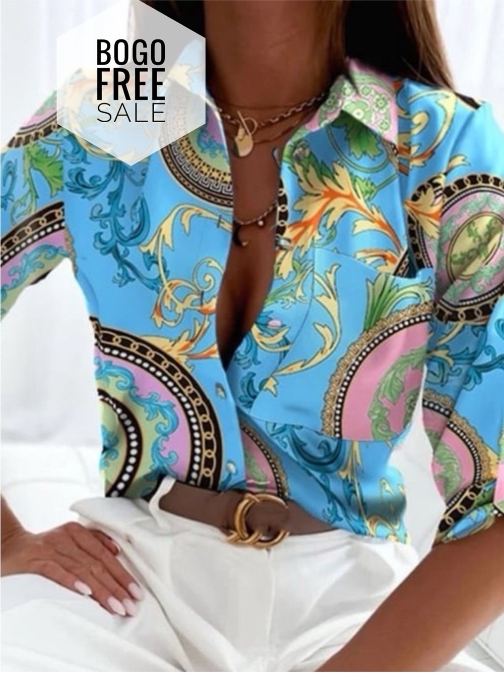 NORACORA Printed Button Down Shirt
